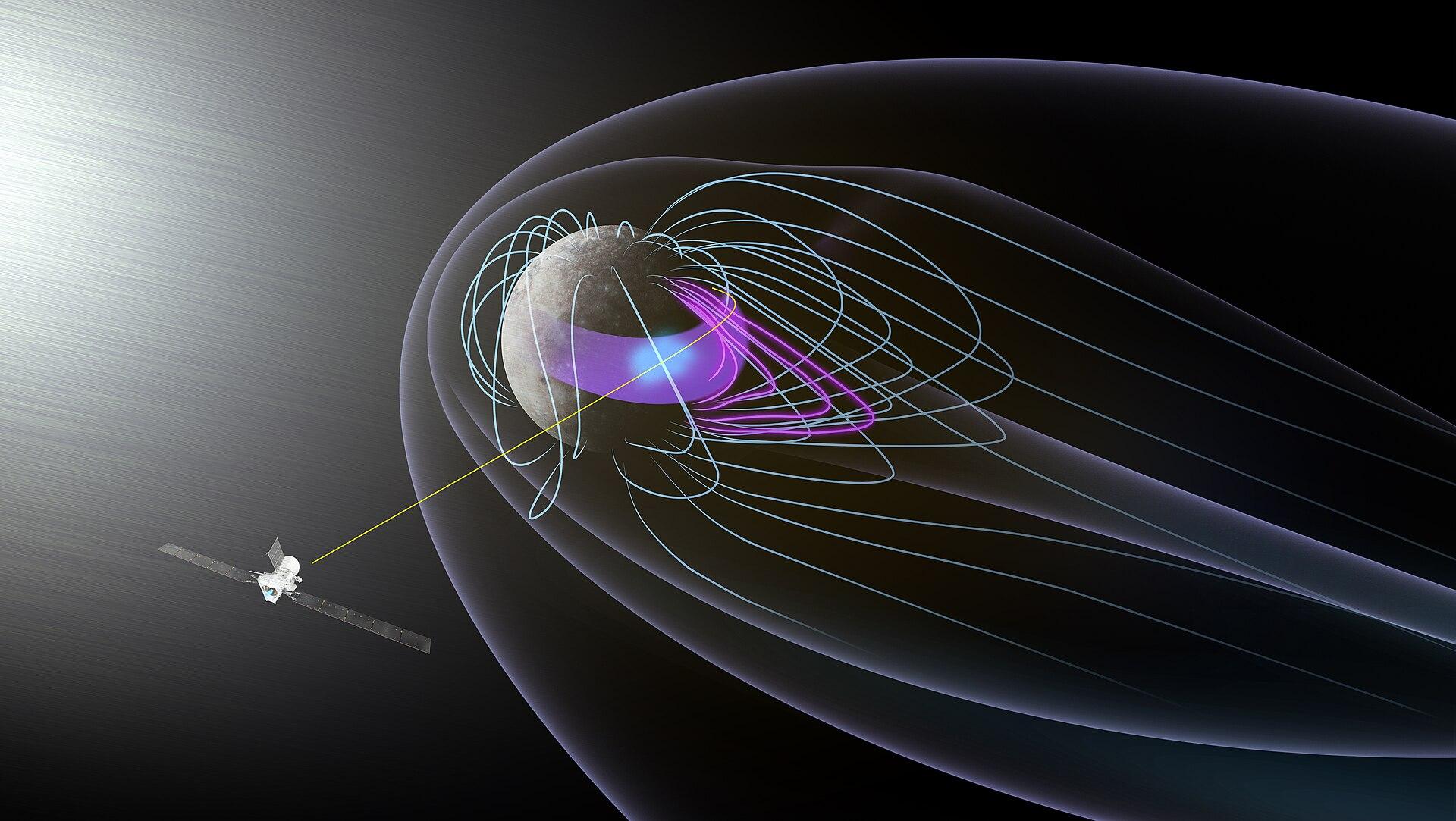 Visualisation de la magnétosphère de Mercure, la bulle formée par son champ magnétique, relevée pendant le troisième survol de la mission.