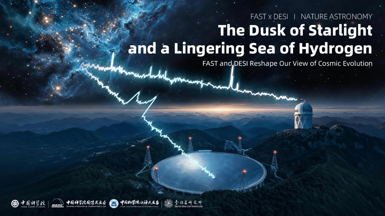 Ilustración de la Academia China de las Ciencias: un cielo estrellado que se desvanece sobre un mar de hidrógeno que perdura.